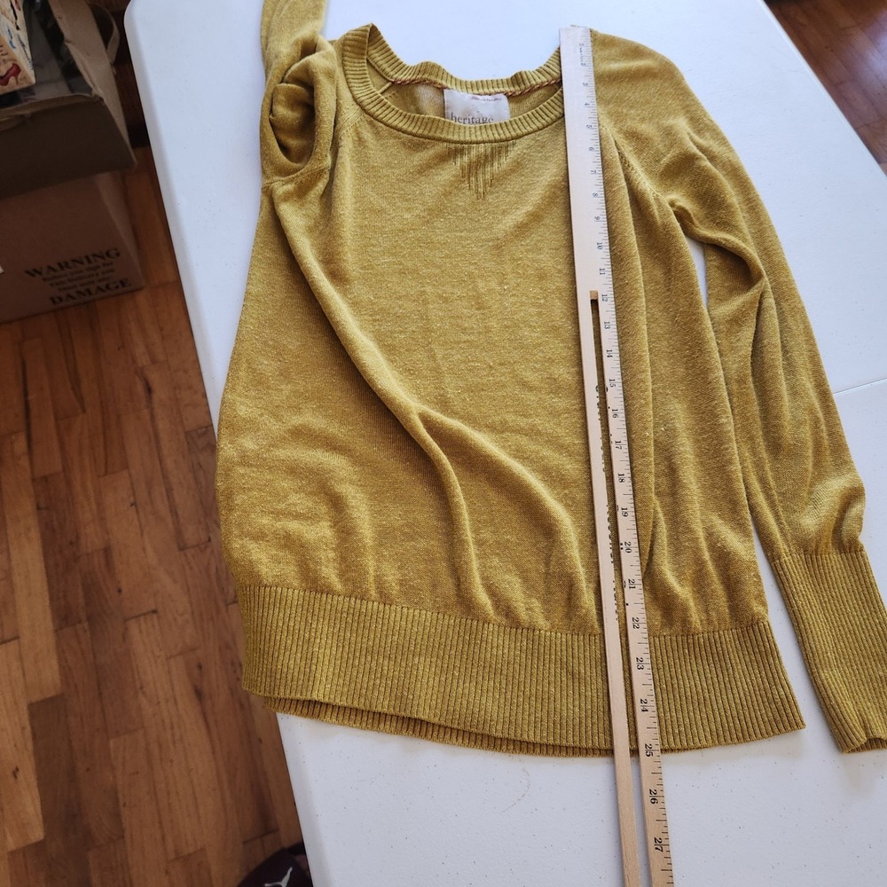 Banana Republic Heritage Linen Blend Sweater XS Mustard Thin Knit Lightweight - Picture 8 of 11